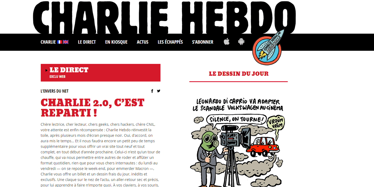 Charlie Hebdo De Retour En Ligne En Francais Et En Anglais