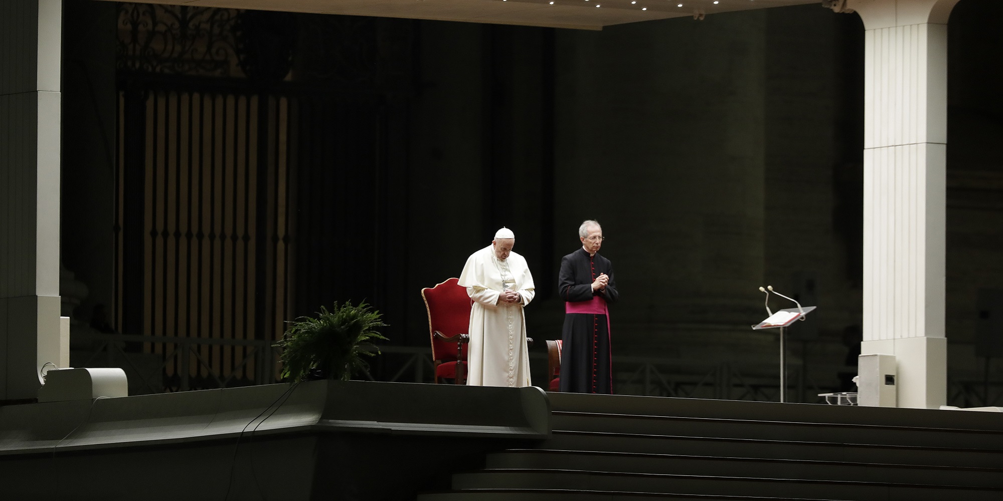 Pope Presides Over The Way Of The Cross Ceremony In An Empty St