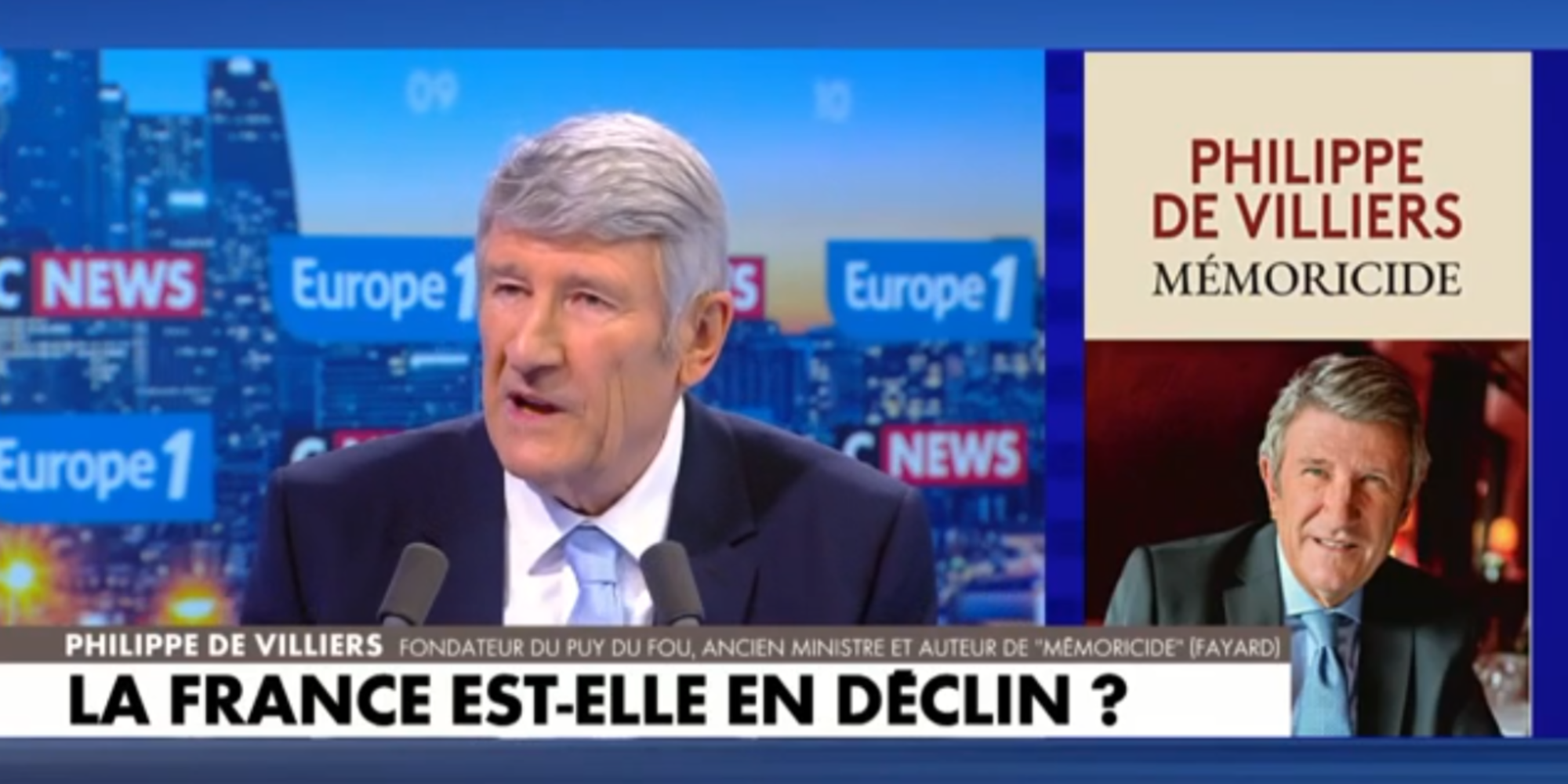 École, souveraineté… Pour Philippe de Villiers, «le pronostic vital de la France est engagé»