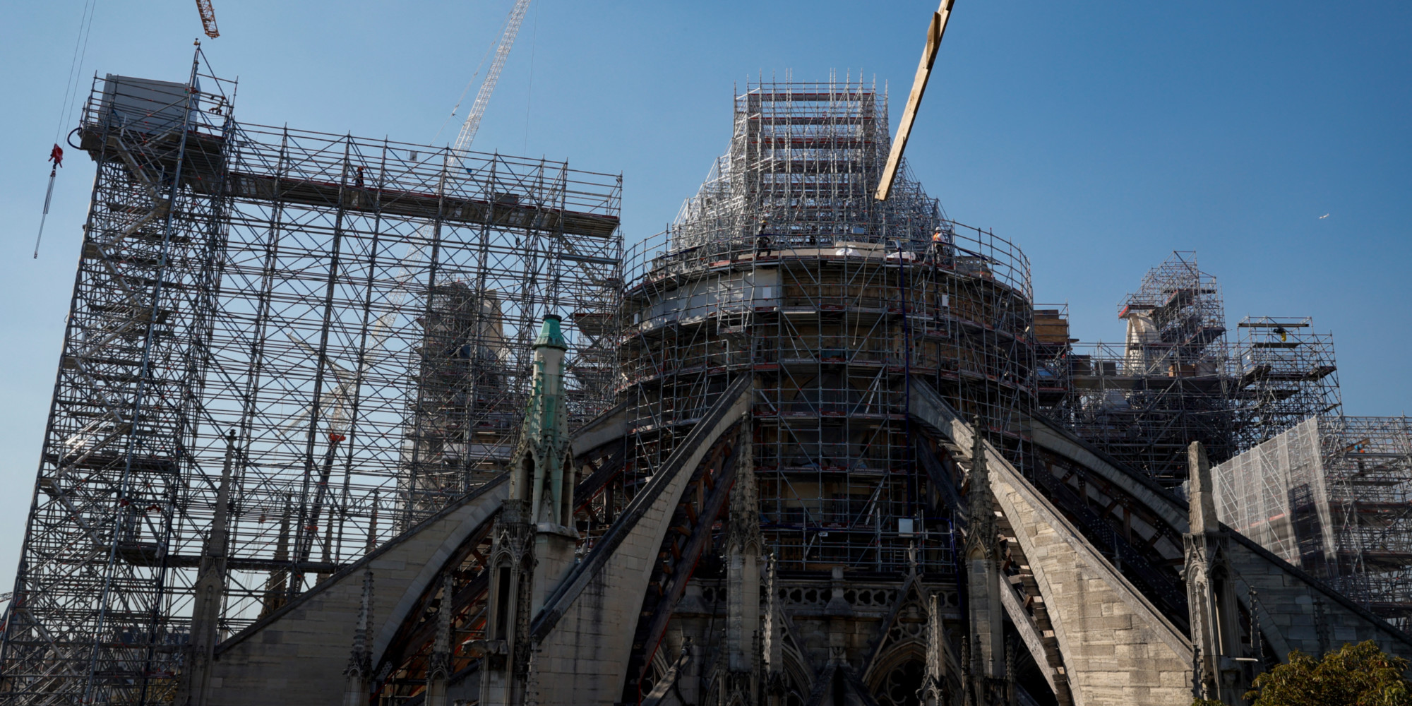 The reconstruction of NotreDame is progressing as planned, the spire