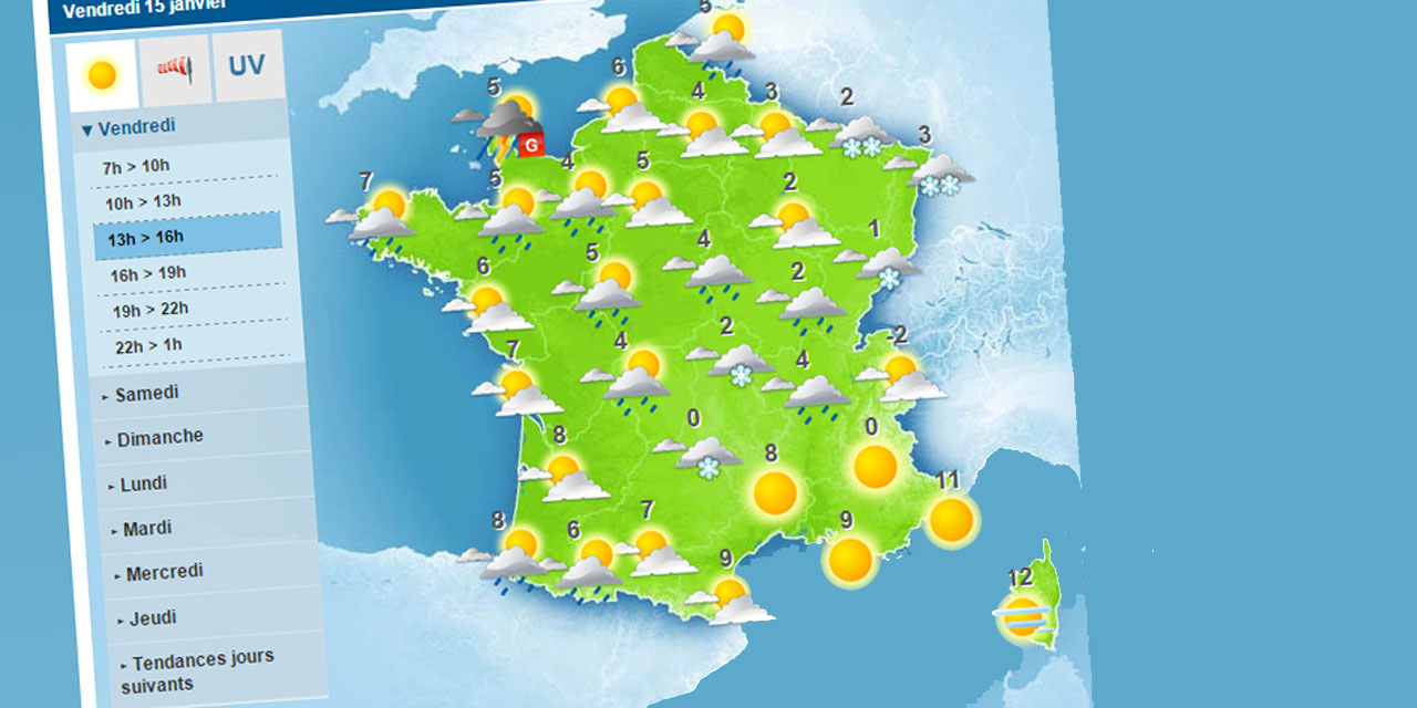 Le temps vendredi  le froid s'installe avec un peu de neige en plaine
