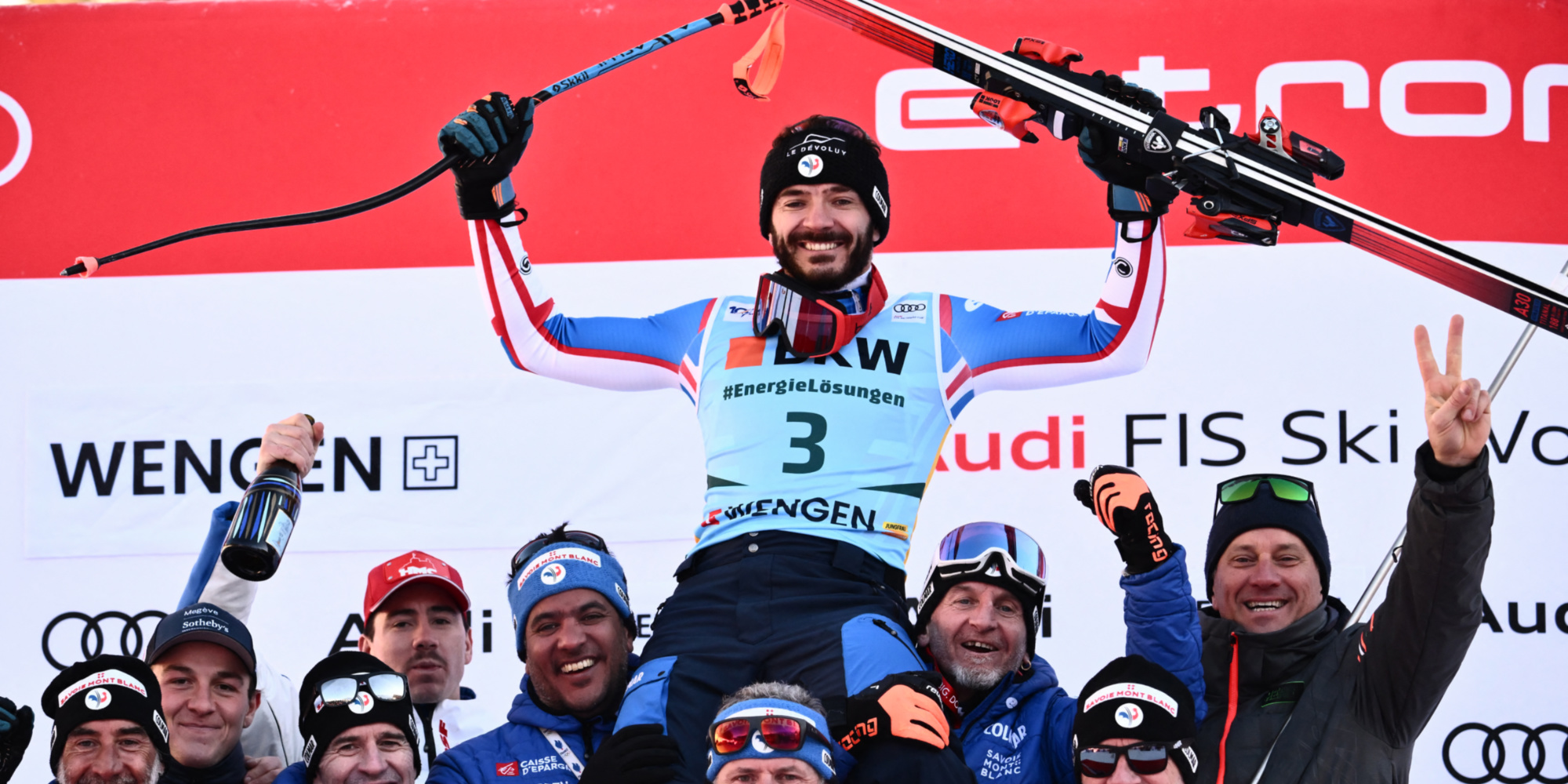 Alpine skiing Sarrazin wins the superG in Wengen, season over for